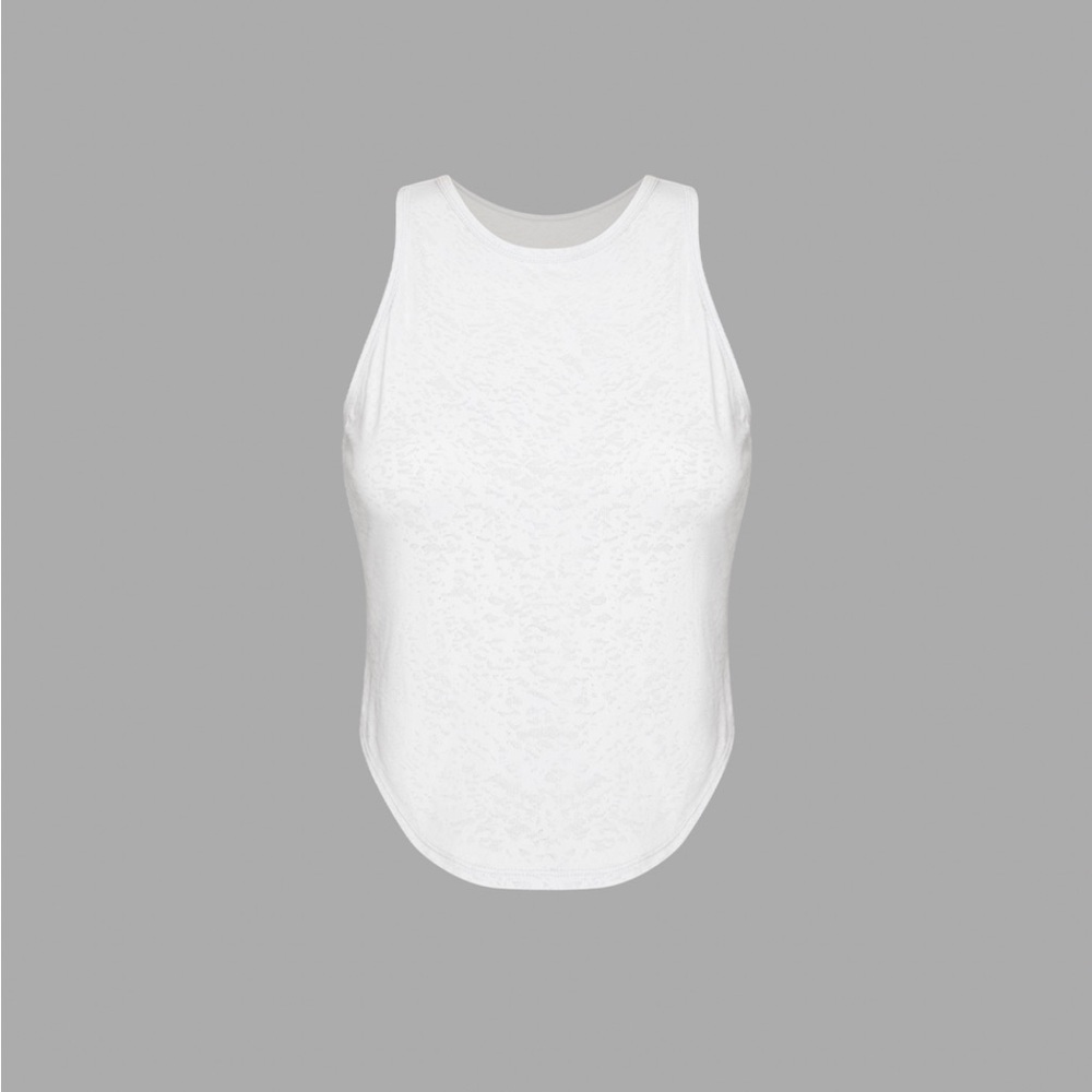 NWOT Halara white round neck curved hem jacquard yoga tank top size xs